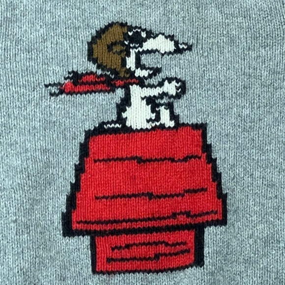 Gap Peanuts Snoopy Gray Stitched Cartoon Long Sleeve Sweater Infant Toddler - Picture 3 of 4